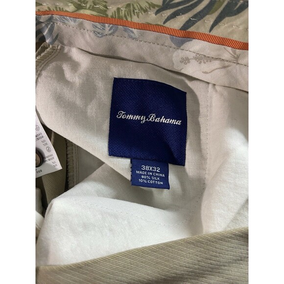 Tommy Bahama Pants Mens 38x32 Beige Chino Flat Front Silk Blend Casual Adult - Picture 7 of 8